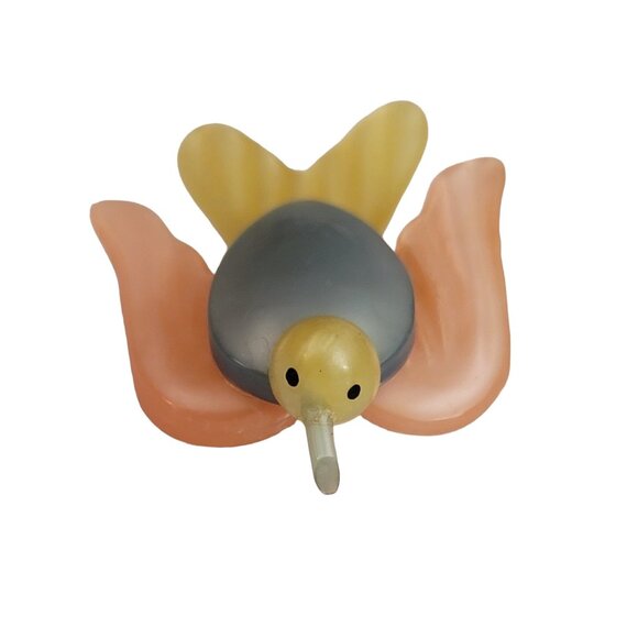 Vintage Pink, Blue, and Yellow C-Clasp Lucite Plastic Bird Pin - Picture 3 of 8
